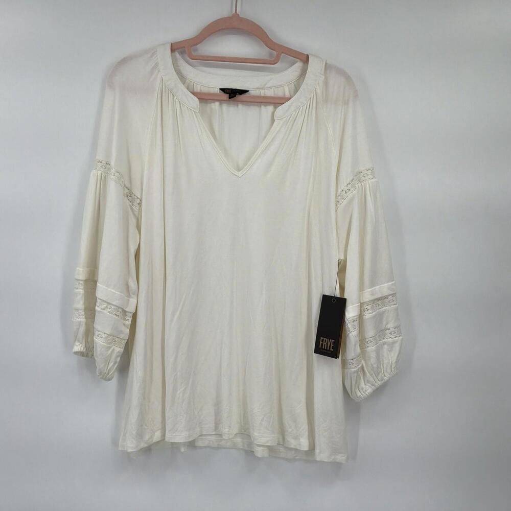 FRYE NWT Blouson Sleeve Split Neck Blouse